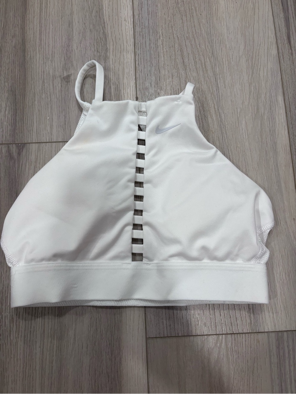 Nike White Ladder-Front High Neck Sports Bra